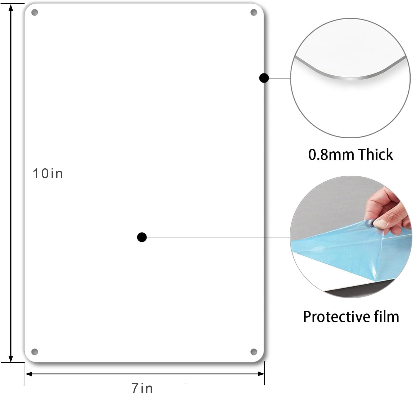 White Blank Metal Sign,10 x 7 Inches Sturdy Rust Free Aluminum Metal Signs White Color Blank Sign, Waterproof, Easy Mounting, Indoor or Outdoor Use (4)