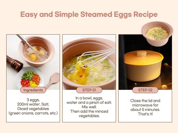 Microwave Silicone Steamer for Baby Food, Made In Korea, Oven &amp; Dishwasher Safe to 482°F, Easy Clean, Microwave Pot with Handle &amp; Lid, 100% Food Grade Steamer Bowl (Creme Brulee, 27.1oz (800ml))