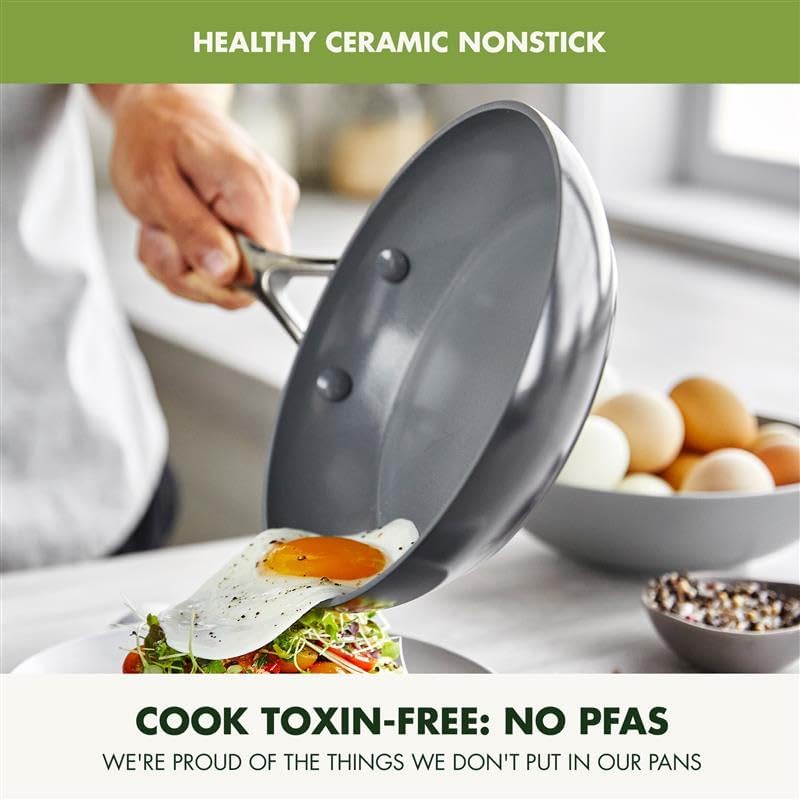 GreenPan Valencia Pro Hard Anodized Healthy Ceramic Nonstick 10" Frying Pan Skillet, PFAS-Free, Induction, Dishwasher Safe, Oven Safe, Gray