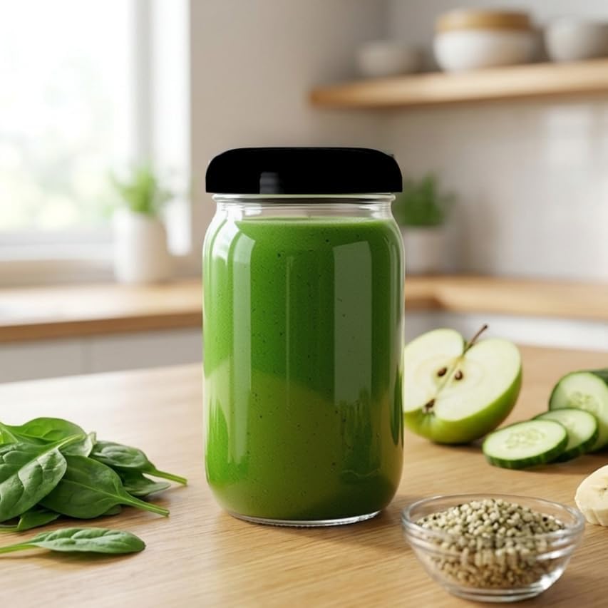 Jarming Collections Mason Jars - 32 oz Glass Storage Jars with Extra Wide Mouth Lids, BPA Free and Food Safe - Set of 2 with 2 Black Dome Plastic Lids