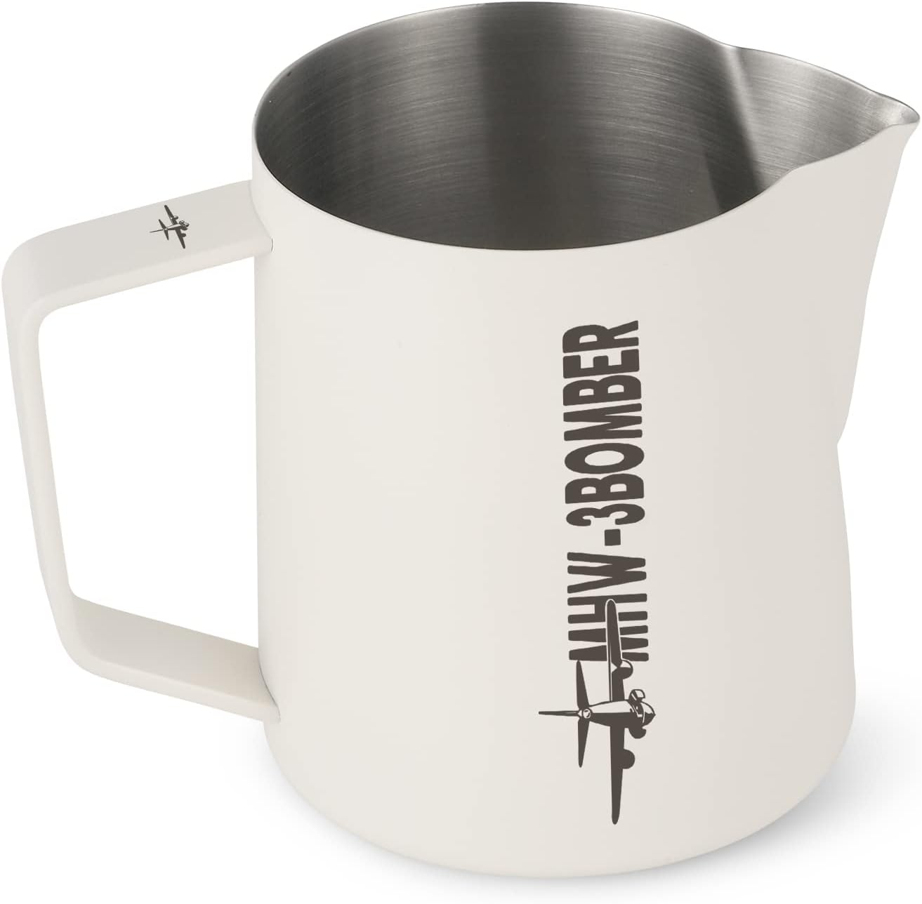MHW-3BOMBER 16.9oz Milk Frothing Pitcher, World Champion Endorsed Espresso Steaming Pitcher with Crocodile-Shaped Precision Spout, Stainless Steel Latte Art Milk Jug for Baristas, 5.0 White P5020W