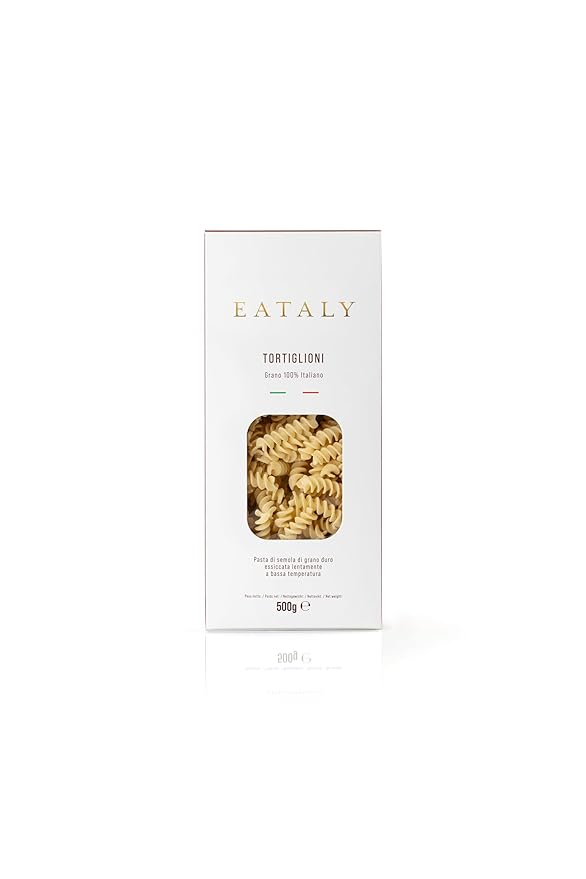 Eataly Italian Tortiglioni Pasta Noodles - 500g (17 oz.) Box -Authentic Durum Semolina Wheat - Made in Italy- Dried Pasta for Gourmet Dining, 1 Pack