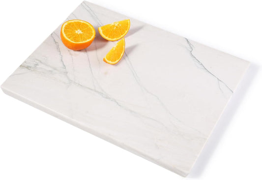 Koville Marble Pastry Board Cutting Boards for Kitchen Counter, 16" x 12" Natural White Marble Cutting Board Cheese Board,