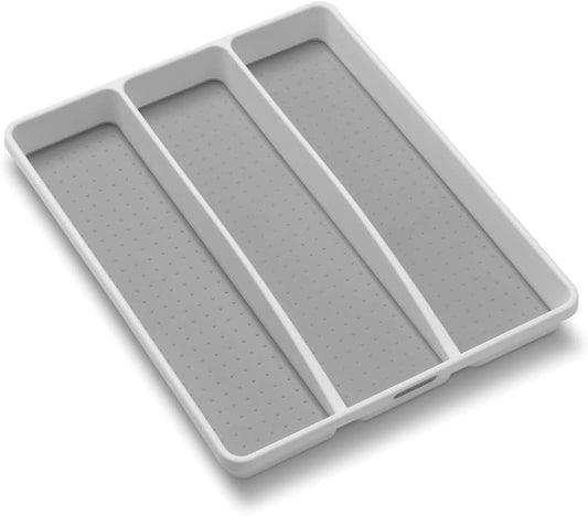 madesmart Classic Large Utensil Tray, Soft Grip, Non-Slip Kitchen Drawer Organizer, 3 Compartments, Multi-Purpose Home