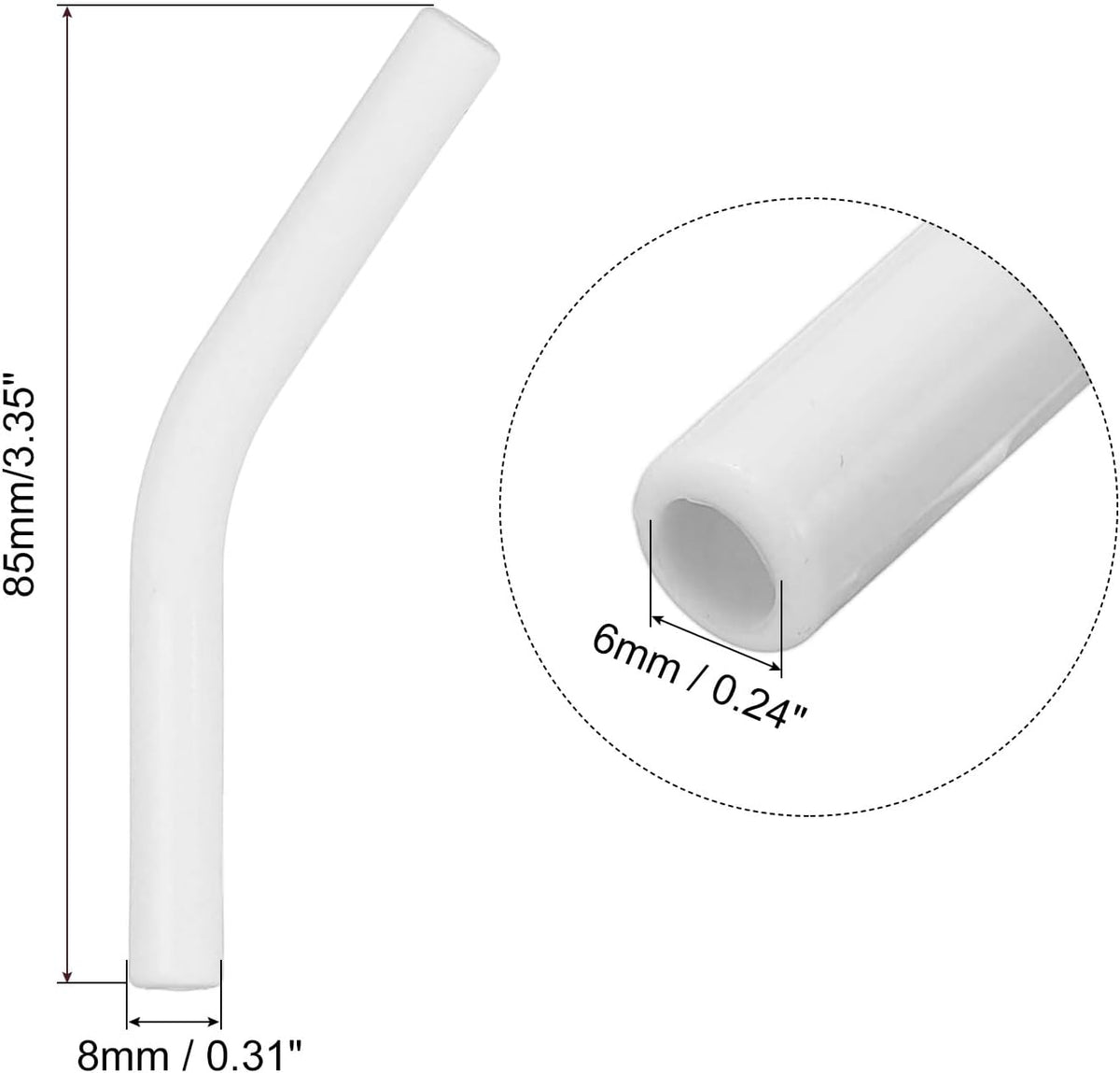 uxcell 12Pcs Silicone Straw Tips, Silicone Straw Elbows Tip, Soft Reusable Metal Straw Covers Fit for 6mm/0.24" OD Stainless Steel Straws, White