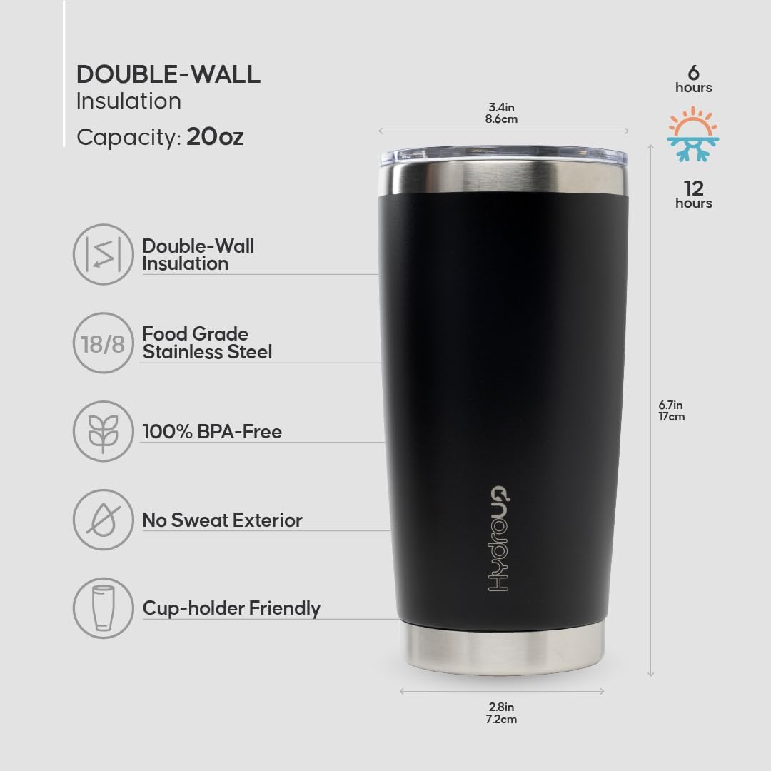 20 oz Tumbler Cup | Stainless Steel Insulated Coffee Mug with Lid | Coffee Travel Mug &amp; Iced Coffee Cup | Spillproof Tumbler | BPA-Free Insulated Tumblers