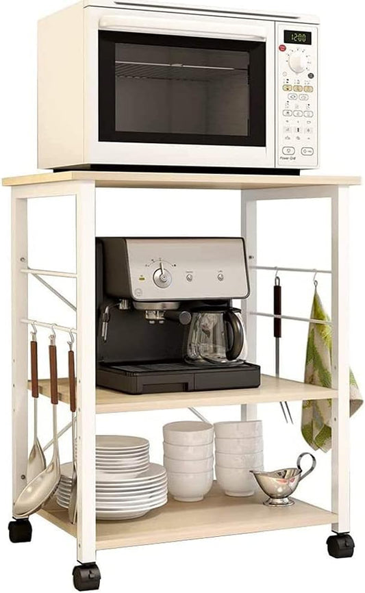 DlandHome Standing Baker's Racks Appliance Table Small Rolling Kitchen Cart Microwave Cart Stand, 3-Tier Kitchen Baker's