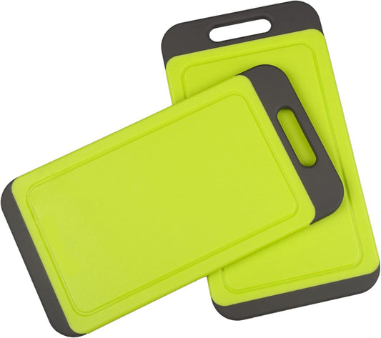 Mini Kitchen Cutting Board Mats, BPA Free, Dishwasher Safe, Juice Grooves, Thicker Boards, Easy Grip Handle, Non Porous, 2