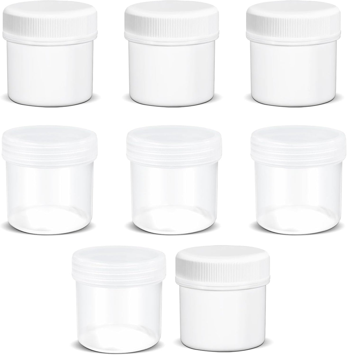 TSA Approved Wide Mouth Travel Size Containers, PP Clear &amp; White Leak Proof Travel Plastic Jars with Lids for Creams Lotion Cosmetic, Jewelry Beads, Sample, Small Items Storage (1 oz, 8 Pcs)