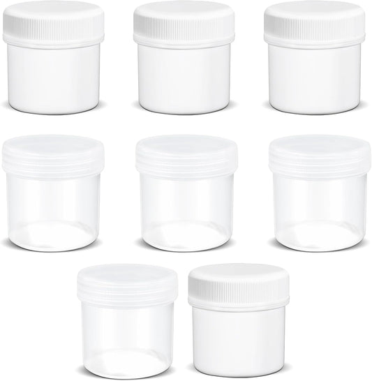 TSA Approved Wide Mouth Travel Size Containers, PP Clear &amp; White Leak Proof Travel Plastic Jars with Lids for Creams Lotion Cosmetic, Jewelry Beads, Sample, Small Items Storage (1 oz, 8 Pcs)