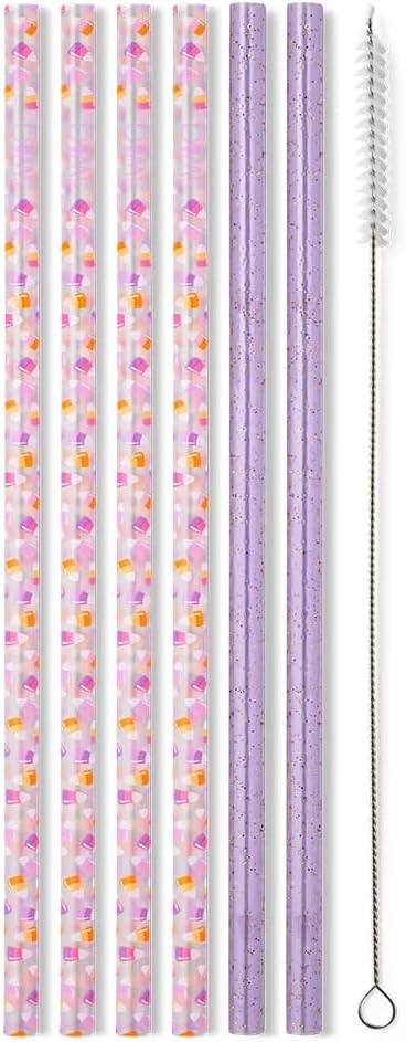 Swig Life Reusable Straws Candy Corn Tall Straw Set & Cleaning Brush, Each Straw is 10.25 inch Long (Fits Swig Life 20oz,