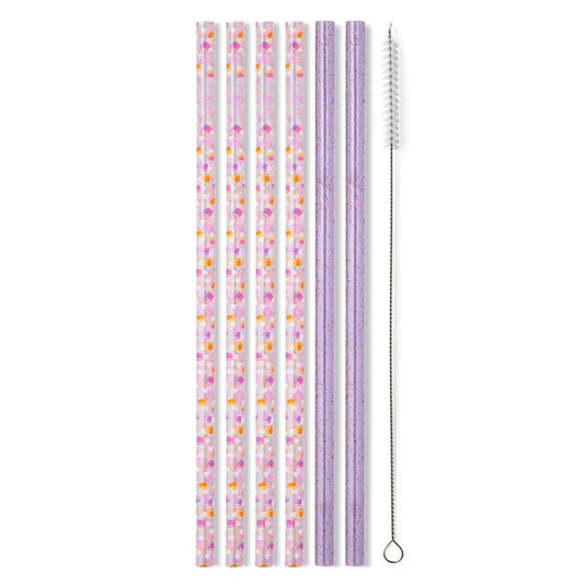Swig Life Reusable Straw Set with Cleaning Brush, Candy Corn | Reusable Straw Set - Cleaning Brush Included - 14 Inch Long - Accessories for Cups &amp; Mugs