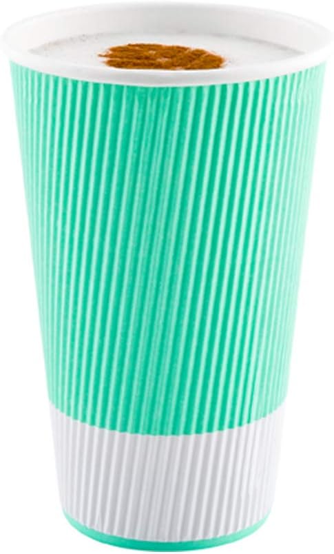 Restaurantware Ripple Wall Coffee Cup 500 Count 16 Ounce Insulated Hot Beverage Cup Disposable Non-Slip 16 Oz For Coffee Shops, Cafes, Bakeries, Light Green