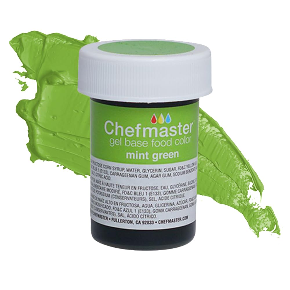 Chefmaster Mint Green Gel Food Coloring | Vibrant Color | Professional-Grade Dye for Icing, Frosting, Fondant | Baking &amp; Decorating | Fade-Resistant | Easy-to-Use | Made in USA | 1 oz