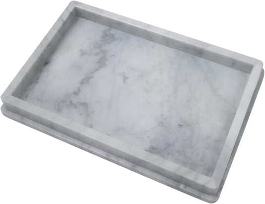 Natural Marble Rectangle Sink Tray L 12 x W 8 x H 1.37 Inch, Carrara White Limestone Bathroom Vanity Tray, Modern Countertop
