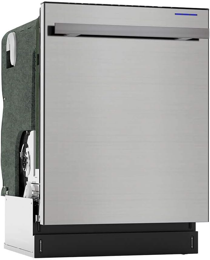 SHARP SDW6757ES Slide-In Dishwasher, Stainless Steel Finish, 24" Wide, Soil Sensors, Premium White LED Interior Lighting, Smooth Glide Rails, Heated Dry Option, Responsive Wash Cycles, Power Wash Zone