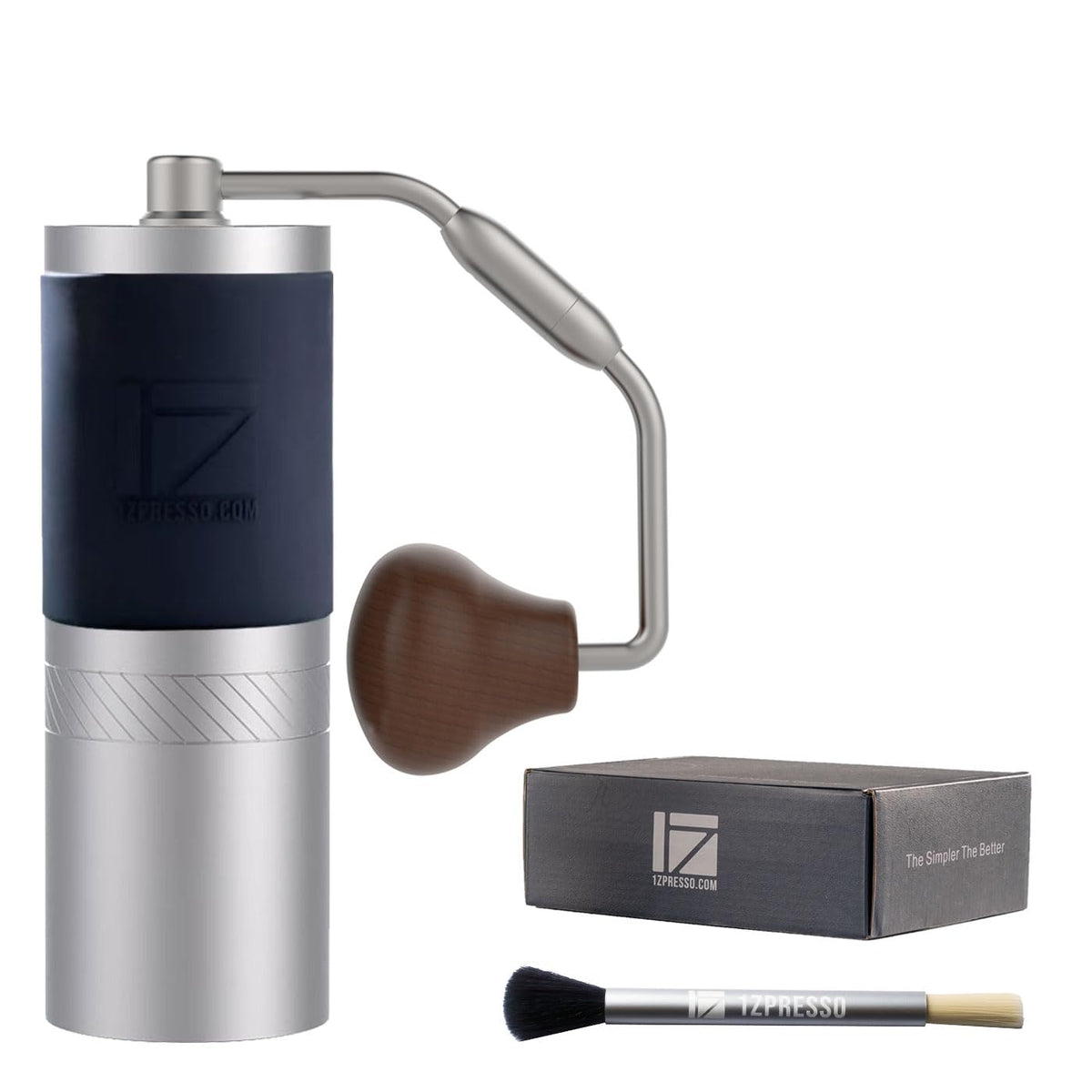 1Zpresso J Manual Coffee Grinder Silver with Assembly Stainless Steel Conical Burr - Numercial Internal Adjustable Setti