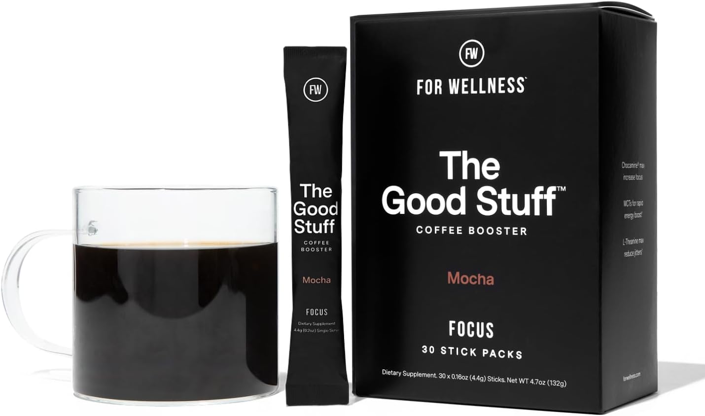 For Wellness The Good Stuff Focus – Mocha Coffee Booster, Nootropic Collagen Creamer with MCTs for Focus, Energy & Wellness, Non-Dairy, Keto-Friendly