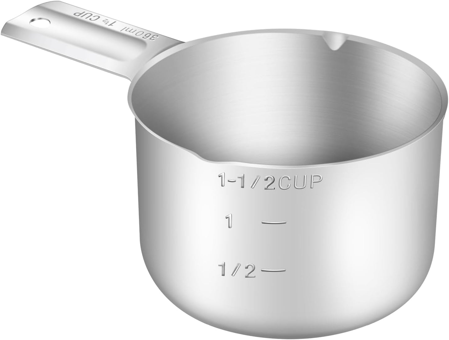 1PCS 1-1/2CUP(360ml) Measuring Cup, 18/8 Stainless Steel Measure Scoop | High Precision, Food-Grade 304 SS, ‌Rust-Free, Dishwasher-Safe, Easy-Read Markings, Multi-Purpose, Sturdy &amp; Durable
