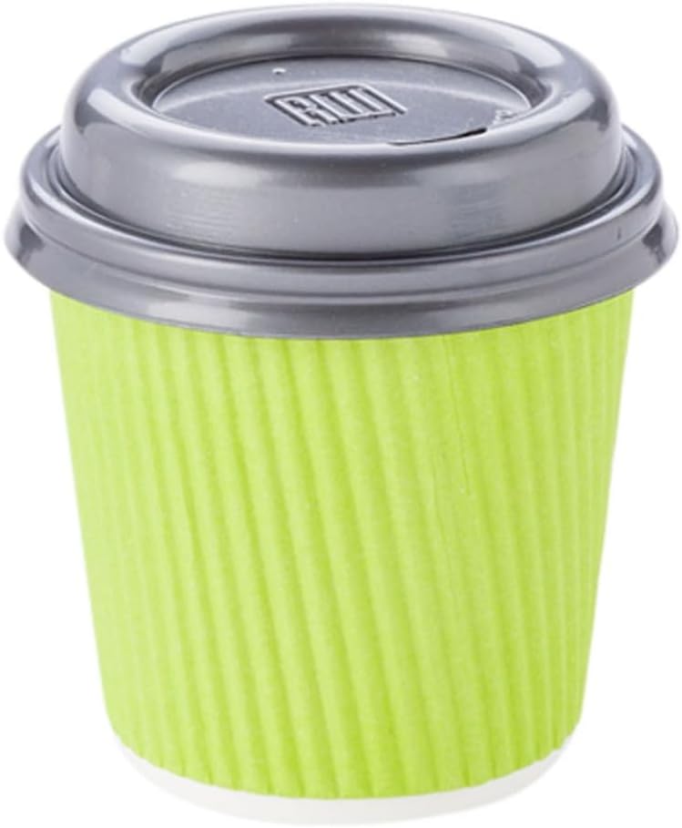 Restaurantware Ripple Wall Coffee Cups 500 Count 4 Ounce Insulated Eco Green Paper Cups, Rolled Rim Spill-Resistant Disposable Paper Non-Slip for Coffee, Beverages