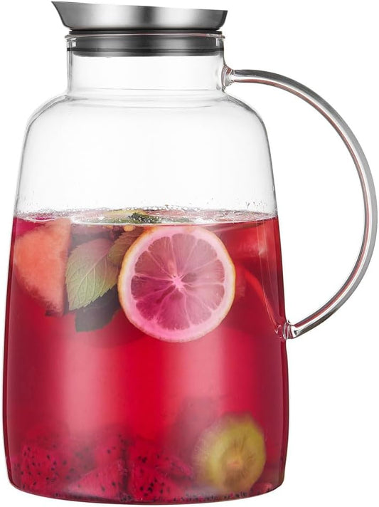 Purefold Pitcher with Lid, 109 Ounces Water Pitcher, Heat Resistant Leakproof, Borosilicate Glassware for Boiling Water,
