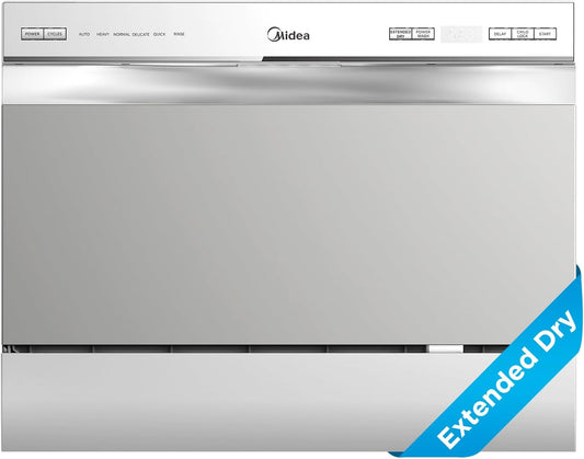 Midea MDC22P2ASS Countertop, Portable Place Settings & 6+2 Washing Cycles. Energy Star Dishwasher, Dish Washer for Dorm, RV&