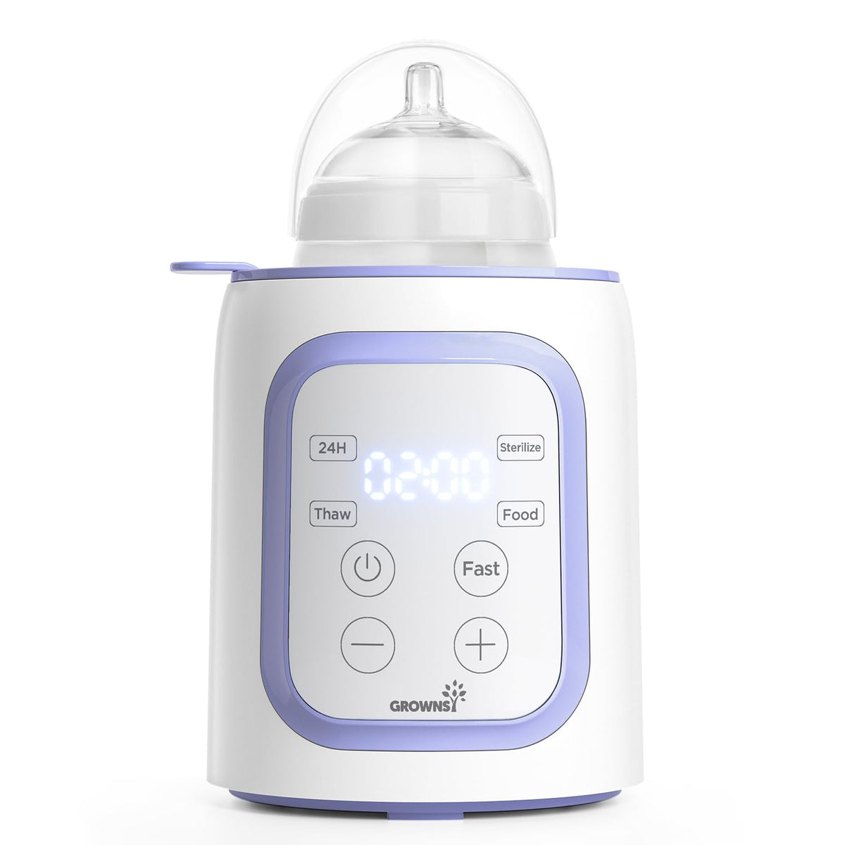 Grownsy 8-in-1 OG Fast Bottle Warmer with Timer, Purple