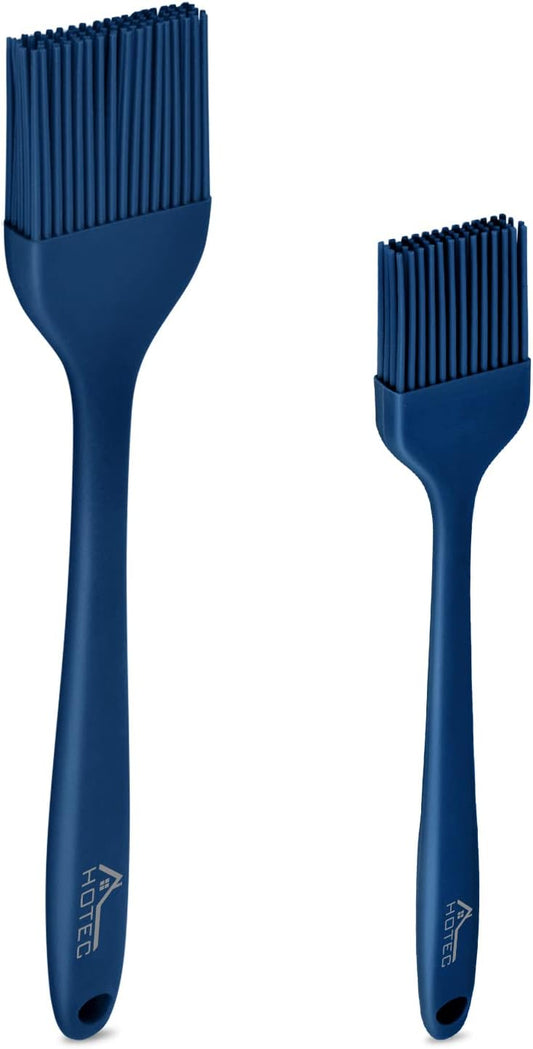 HOTEC 2 pieces Set Basting Brushes Silicone Heat Resistant Pastry Brushes Spread Oil Butter Sauce Marinades for BBQ Grill