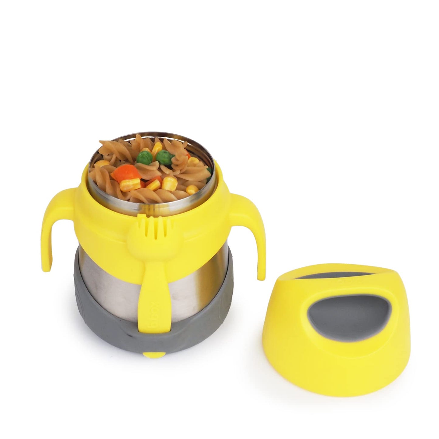 b.box Insulated Food Jar with Spork, 11 oz Lunch Containers for Kids | Stainless Steel Lunch Box for Kids, Food Containers, Warm 5 Hours, Easy Open, Dishwasher Safe, BPA Free — Lemon Sherbet