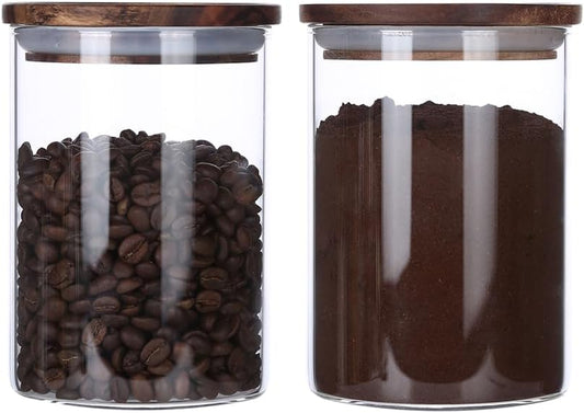 KKC HOME ACCENTS Airtight Glass Loose Tea Storage Container For Loose Leaf Tea,Ground Coffee,Glass Storage Jar with Airtight