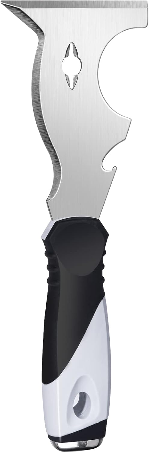 Mister Rui 10 in 1 Putty Knife - Multi Use Painters Tool, Taping Knife, Paint & Metal Scraper with Hammer End, Razor Blade