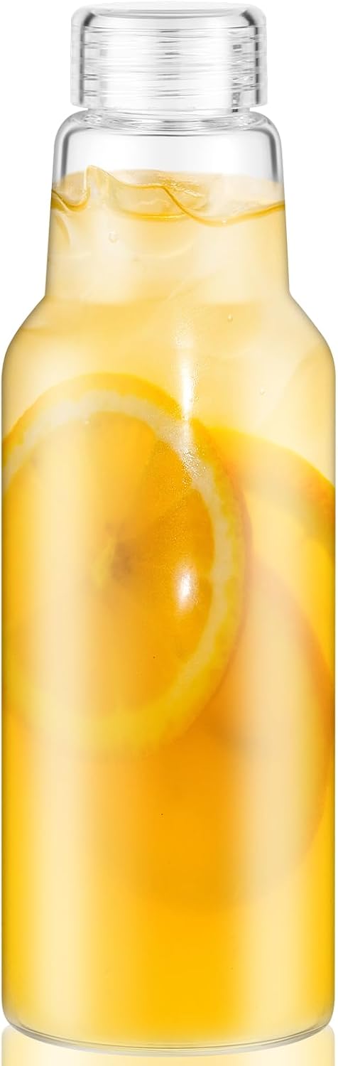 34 Oz Glass Juice Bottles with Lids, Glass Bottles, BPA Free, Borosilicate Glass for Juicing, Smooth