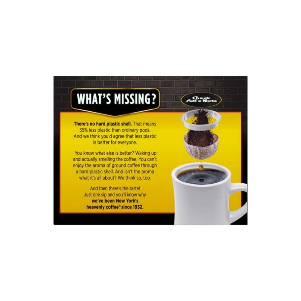 Chock Full o’Nuts Original Roast, Medium Roast K-Cups – Compatible with Keurig Pods K-Cup Brewers (1 Pack of 32 Single-Serve Cups)