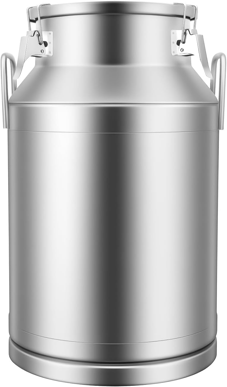 Large Liquid Container Storage, Bucket Rice Cereal Airtight Canister Container,Stainless Steel Milk Bucket With Sealing Lid and Carry Handle,for Wine, Oil Storage Transport (40L/10.6 Gal)