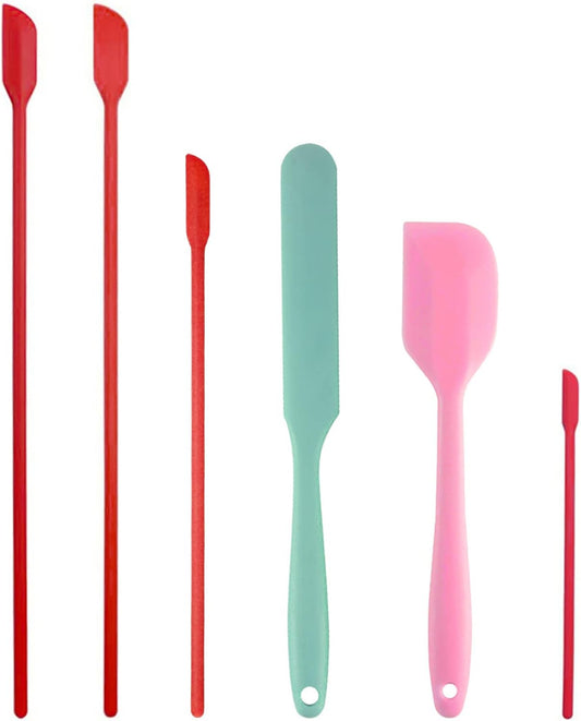 Mini Silicone Spatula Set 6 PCS Food Grade Small Jar Spatula with Long Handle Makeup Spatula Tool Heat Resistant Kitchen