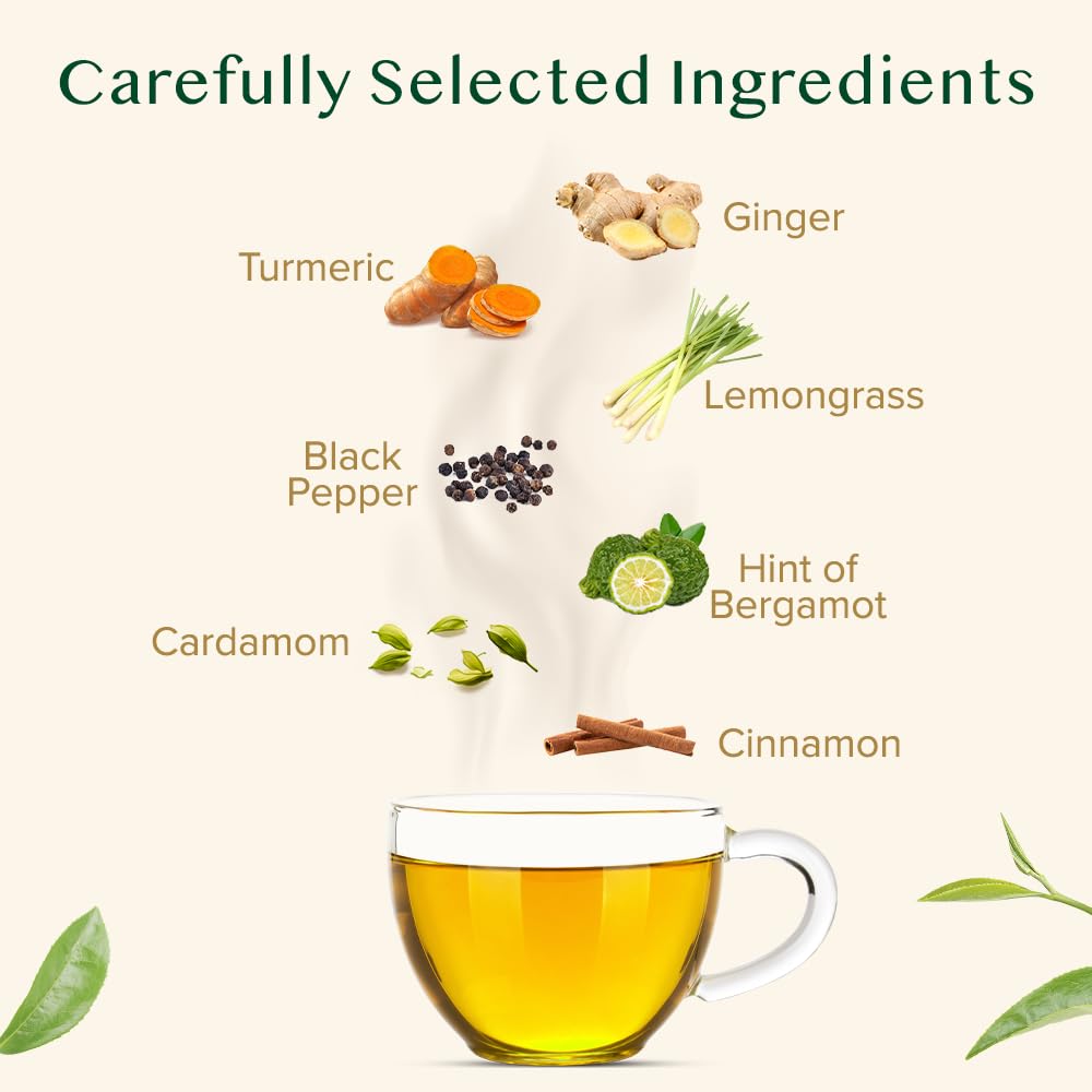 VAHDAM Turmeric Ginger Cinnamon Tea Bags with Black Pepper (100 Count) | Pleasant Spice, Warm &amp; Non Bitter |High Curcumin for Daily Wellness |Non GMO |Curcuma with Black Pepper for Better Absorption
