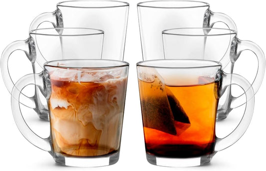 LEMONSODA Clear Large Glass Coffee Mug with Handles for Hot Beverages, Clear Mugs for Espresso, Tea, Cappucino, Latte, Juice