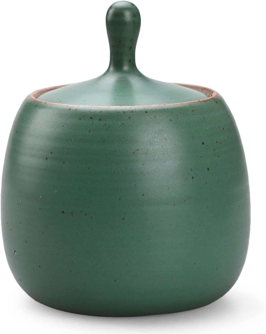 Retro Kitchen Canisters Ceramic Food Storage Jar Roud Shape with Silicone Airtight Lid for Tea, Coffee, Nuts, Herb, Spice, Sugar (Green)