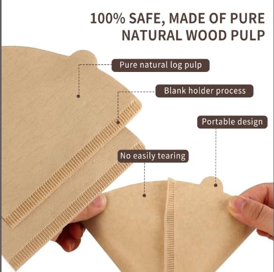 200 Count Coffee Filters #4, Cone Coffee Filter 8-12 Cup, Natural | Unbleached Natural，cone coffee filters