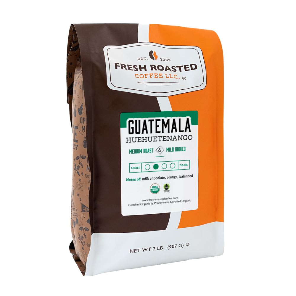 Fresh Roasted Coffee, Organic Guatemala | Single Origin, USDA Organic, Mold & Myco 3rd Party Tested, Kosher | Medium Roast 2 lb (32 oz) Whole Bean