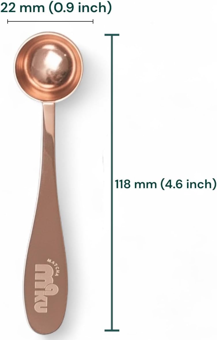 MATCHA MAKU- Stainless Steel 1 g Measuring Spoon for Matcha, Tea, Powder &amp; Liquids – 304 Food Grade Scoop for All Ingredients 4.6" Lenght