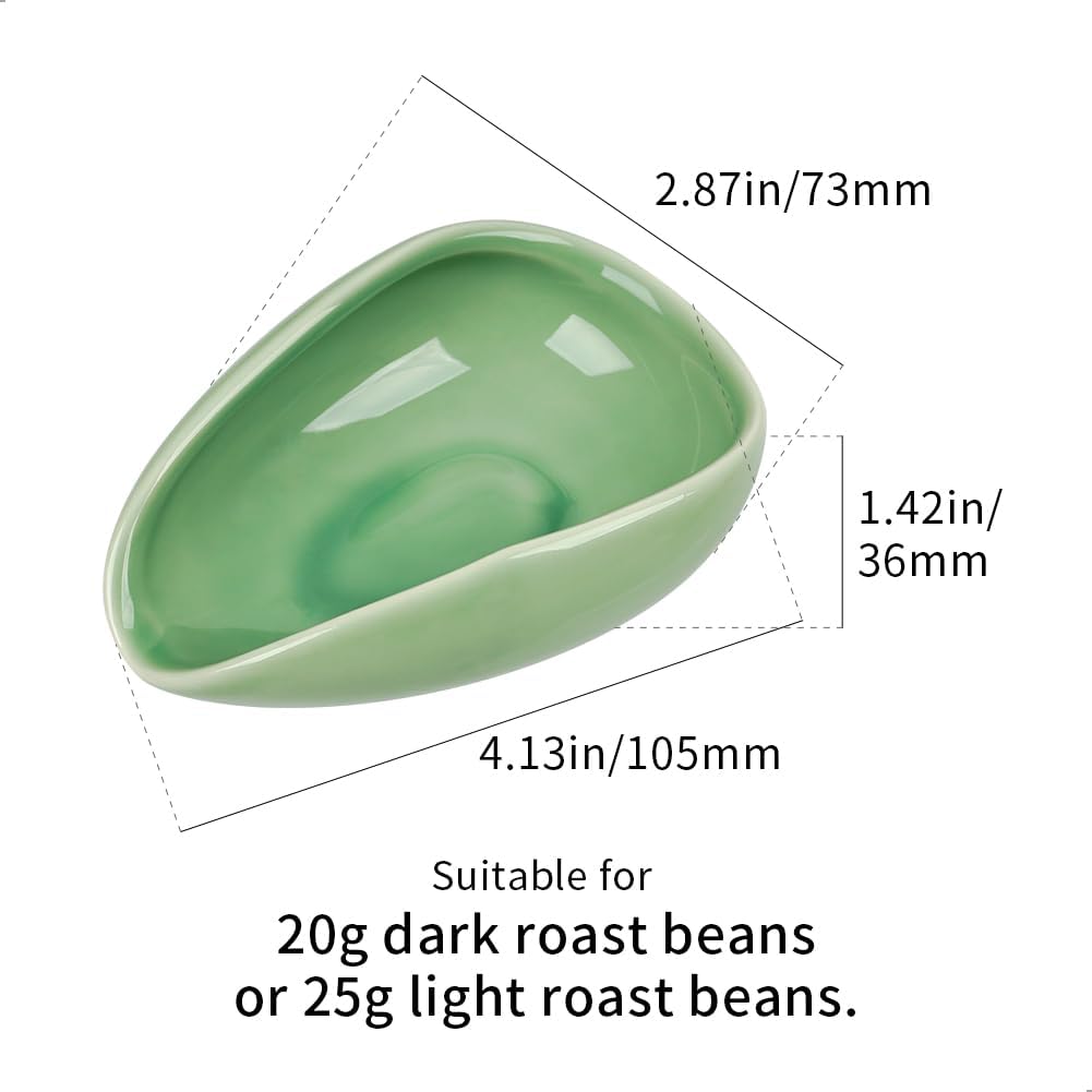 watchget Ceramic Coffee Dosing Cup &amp; Tea Storage Tray, Cyan | Single Dose Measuring Container for Coffee Beans &amp; Loose Leaf Tea Dosing Vessel; Hold 20-25g Coffee Beans