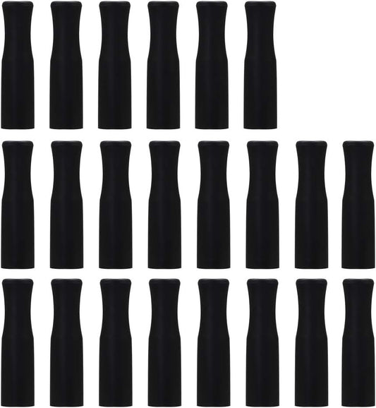 Accmor 22Pcs Reusable Straws Tips, Food Grade Silicone Black Straw Tip Covers Only Fit for 1/4 Inch Wide (6MM Out diameter)