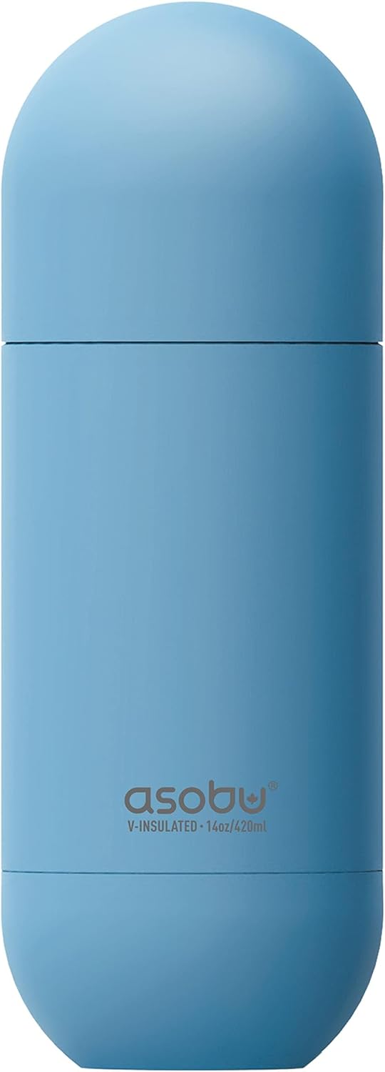 asobu Orb Stainless Steel Double Wall Insulated Travel Water Bottle – Lid Doubles as a Cup 14 Ounce (Blue)…