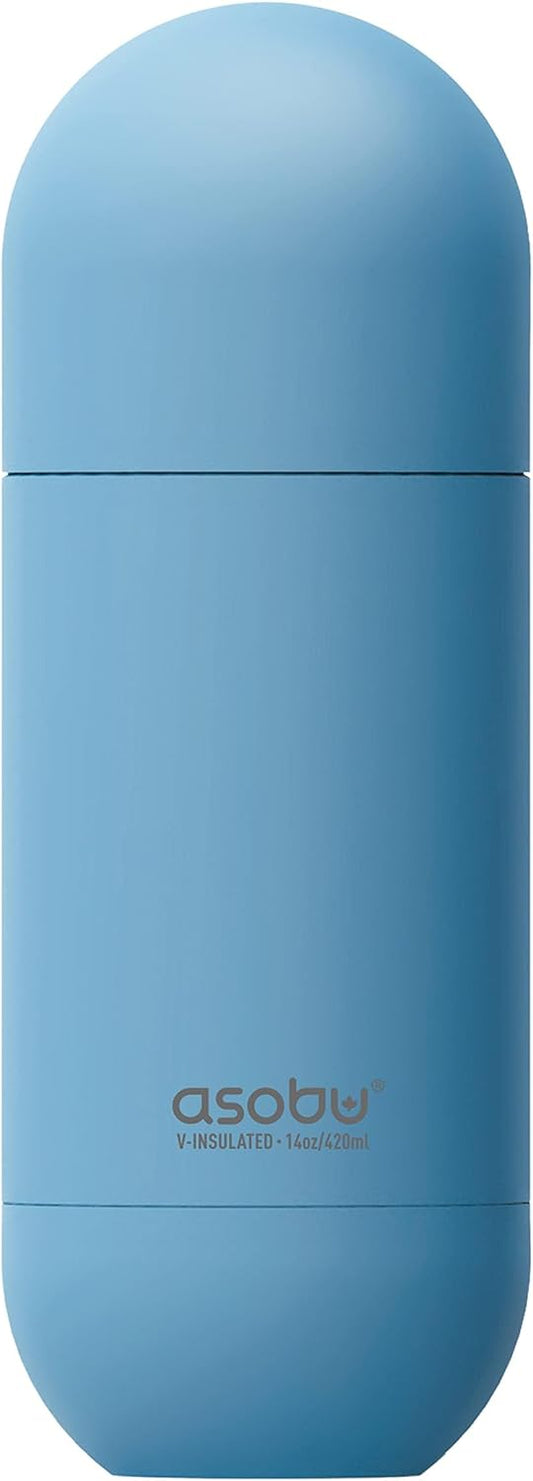 asobu Orb Stainless Steel Double Wall Insulated Travel Water Bottle – Lid Doubles as a Cup 14 Ounce (Blue)…
