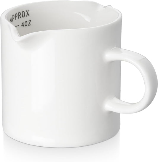 Espresso Cups, 5 OZ Ceramic Double Spouts Cups, Espresso Shot Cup with Handle and Measuring, Small Coffee Mugs Accessories