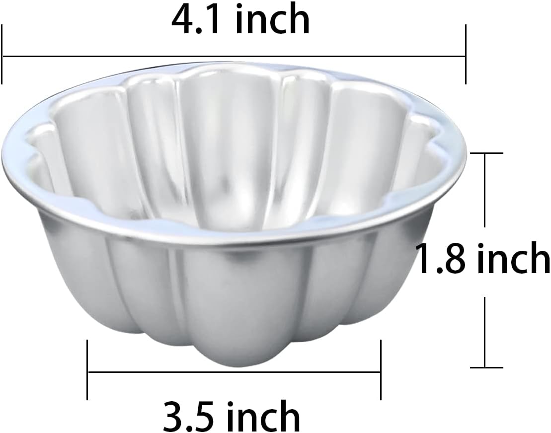 Aluminum Molds for Jello Small Tartlets Nonstick for Steaming and Baking | Mini Pudding Pan Cup Cake Molds Cupcake Muffin Cups for Small Desserts 6 Pieces