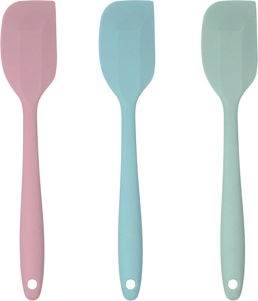 3 Pcs Colorful Silicone Spatula Set, Heat Resistant Rubber Kitchen and Baking Utensils for Non-Stick Cookware with Flexible