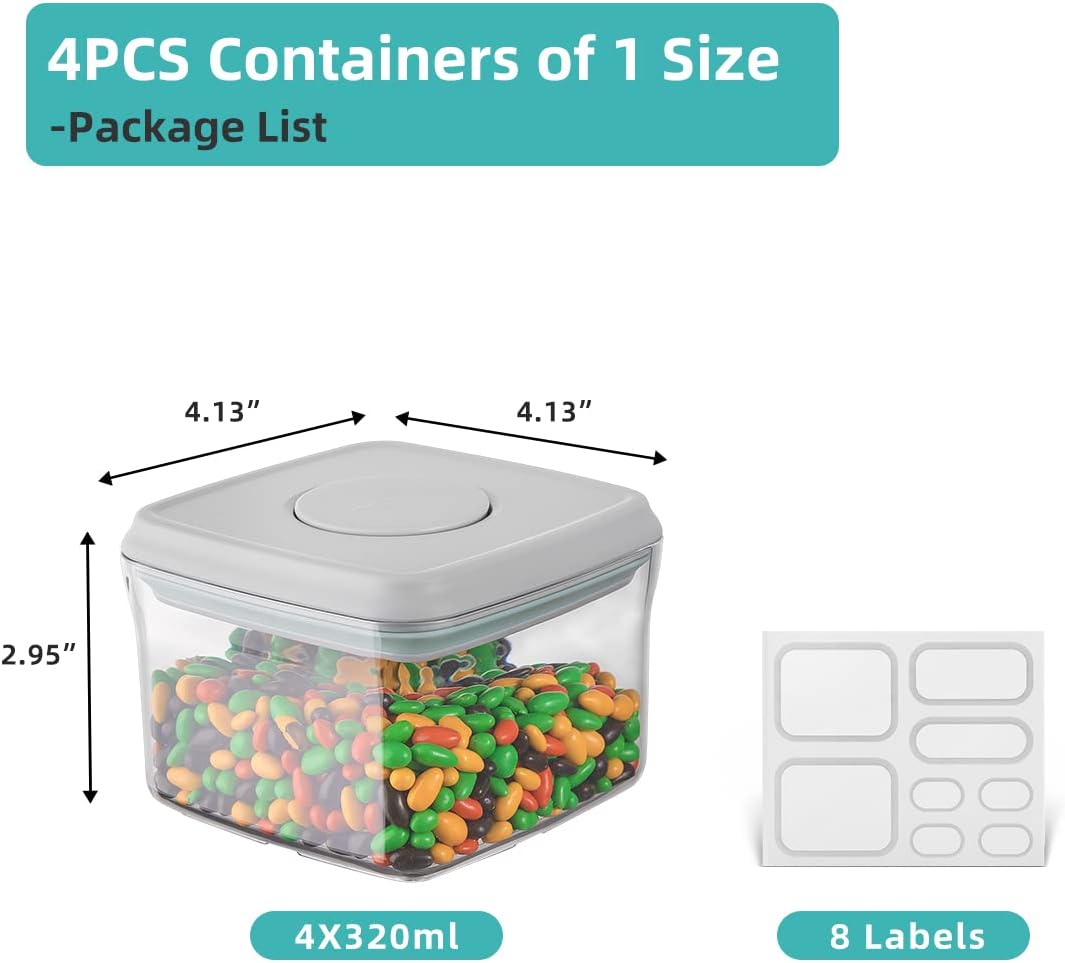 Overnight Oats Containers with Lids,14oz 400ml Set of 4 Meal Prep Container, Airtight Leakproof Reusable Food Storage Containers,Pop-Top Lids Bowl for Leftovers,Glass-like Clarity Tritan Material