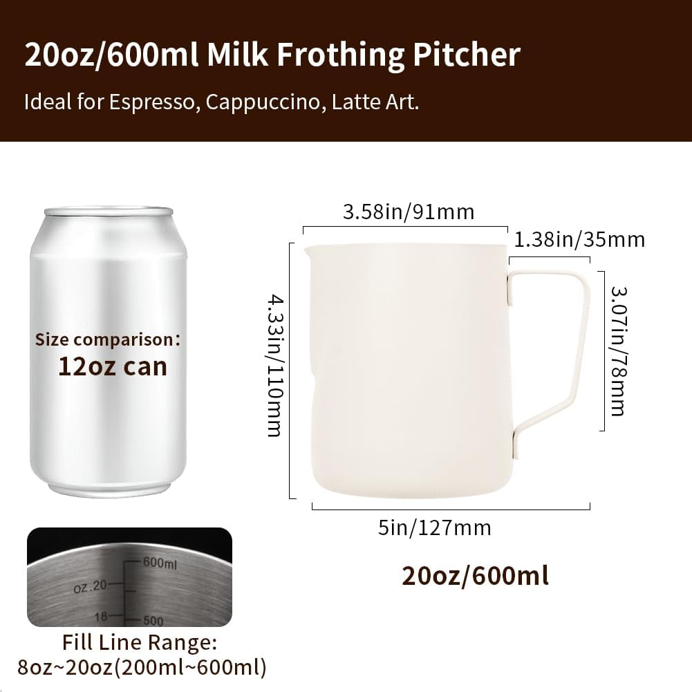 watchget 20oz Milk Frothing Pitcher Stainless Steel Espresso Steaming Jug